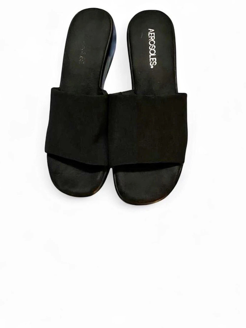 Aerosoles Black Platform Slide Sandals
